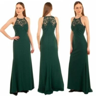 BADGLEY MISCHKA 16 XL Lace Floral  Embroidered  Emerald Green Gown Dark NEW $895 - Image 1 of 4