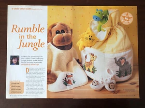 Children’s Jungle Themed Cross Stitch Charts x 4 **from a magazine** - Picture 1 of 3