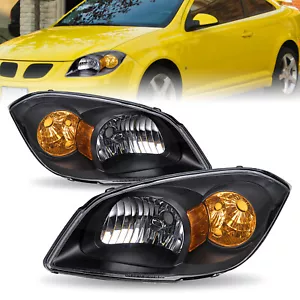 Headlights For 2005-2010 Chevy Cobalt 07-10 Pontiac G5 05-06 Pursuit Black Lamps - Picture 1 of 8