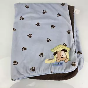 Carter's Just One Year cane andato carino blu coperta bambino cucciolo zampe marrone sherpa - Foto 1 di 4