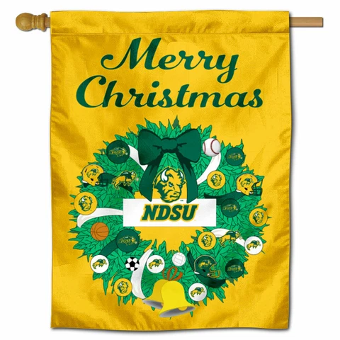 North Dakota State University Happy Holidays Christmas Decorative House Flag Cover