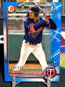 2022 Bowman primer papel Carlos Aguiar azul/150 gemelos - Imagen 1 de 2