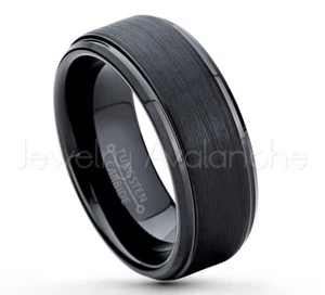 Anillo de boda de tungsteno negro para hombre 8 mm anillo de carburo de tungsteno banda de ajuste cómodo #083 - Imagen 1 de 3