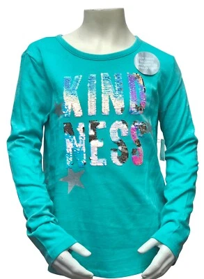GAP Girls Mint Green Gap Kindness Reverse Sequin Long Sleeve T Shirt MRRP £16.99 - Image 1 of 4