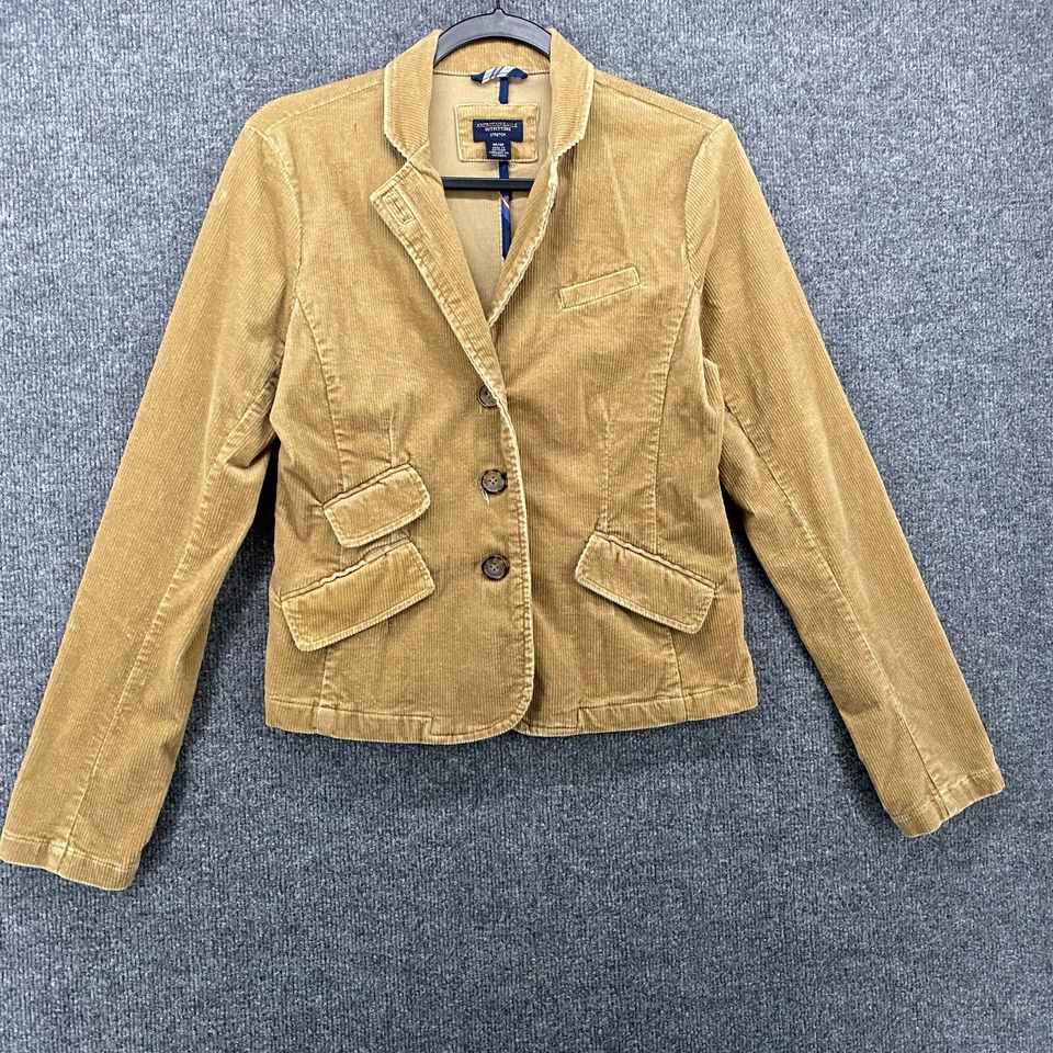 American Eagle вельветовая куртка женщин M желтовато-коричневый на пуговицах винтажный 90-х Western амбара - Изображение 1 из 4