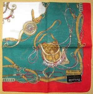 PG BY PAOLO GUCCI Design *Green Handkerchief 42cm /SUZUKO - Picture 1 of 5