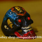 Collection Tibet Bronze Painted Skull Head skeleton Bixie exorcise Men&#39;s Ring
