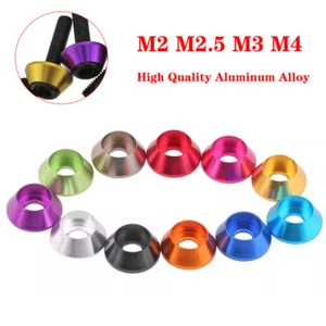 Aluminum Alloy Cone Cup Head Washers Gasket for Hex Socket Screws Bolts M2 - M4 - Picture 1 of 11