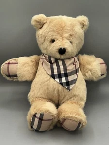 Burberry Parfum 10" Teddy Bear Plush Toy Doll Checked Paws, Bandana Kerchief - Picture 1 of 3