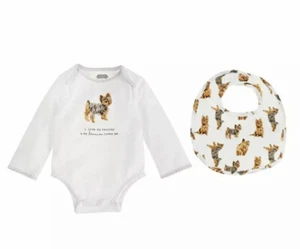 NWT Mud Pie Fur-Ever Friends Terrier Dog Cotton Crawler & Bib Set 0-6 Months - Picture 1 of 4