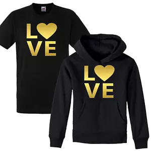 Kids T Shirt Girls Boys Love Heart Top Crew Tee Black Cotton Teen Age 3-13 Years - Picture 1 of 5