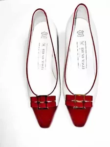 New Bruno Magli women's 2" heel, white leather, red patent toes & trim, 6.5B - Picture 1 of 5