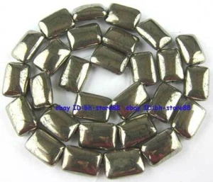 12x16mm Rectangle Smooth Faceted Natural Pyrite Gemstone Beads 15" Hand Jewelry - Picture 1 of 3