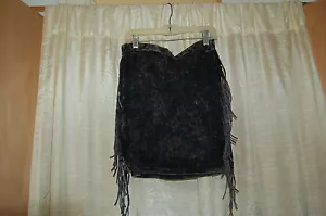 Milkyway Damenrock Stretch Mini grau schwarz Distressed Look Seitenquasten Med M - Bild 1 von 7