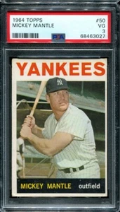 PSA 3 EN MUY BUENA CONDICIÓN 1964 TOPPS MICKEY MANTLE #50 YANKEES HOF 63027 SD253 - Imagen 1 de 2
