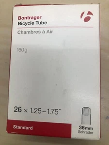 Bontrager Bicycle Tube 26 x 1.25 - 1.75” standard 36mm Schrader 160g - Picture 1 of 3