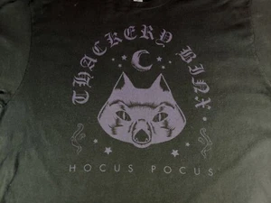 T-shirt Halloween Disney Hocus Pocus nera viola gatto Thackery Binx taglia XL - Foto 1 di 11
