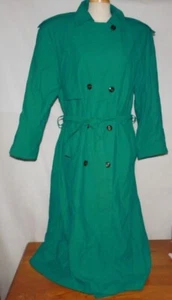 ST. MICHAEL MARKS & SPENCER BELTED TRENCH COAT 80's VTG Green Sz 9 10 - Picture 1 of 12