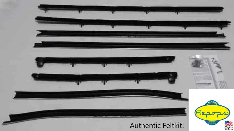 1968 Oldsmobile Cutlass Convertible Door Window Felt Fuzzie Rubber Seal 8 Pc Kit Foto 1 de 1