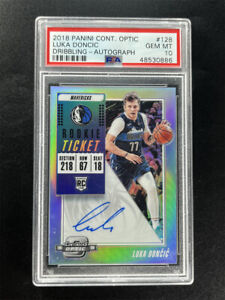 2018-19 Panini Contenders Optic Luka Doncic Dribbling Rookie RC Auto PSA 10 MT