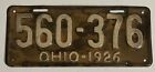 1926 Ohio License Plate Tag 560-376 100% All Original! Model T 6x14 OH