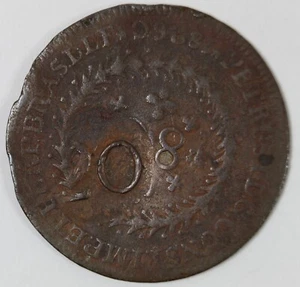 (1826-C) BRAZIL (80 REIS) w/ COUNTERMARK 20 REIS -STATE of PARA-- - Picture 1 of 2