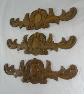 Antico frontone francese 8" abbellimento legno rovere -corona orologio -parte superiore -salvataggio - Foto 1 di 14