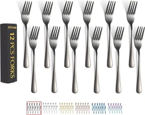 Stainless steel forks set of 12, kitchen cutlery for home & restaurant - Picture 1 of 7