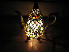 VINTAGE CHEYENNE TIFFANY STYLE STAINED GLASS LOOK TEAPOT/COFFEE POT LAMP