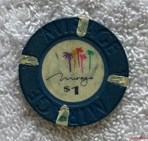 Mirage 1989 $1 chip de mesa obsoleto bote Nevada* - Imagen 1 de 3