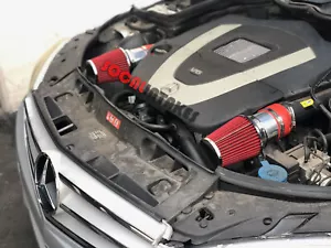 RED Air intake kit & filter for 2008-2012 Mercedes Benz C300 C350 3.0L 3.5L V6 - Foto 1 di 2