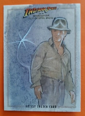 2008 sketch card art INDIANA JONES crystal skull kingdom INGRID HARDY topps - Image 1 of 4