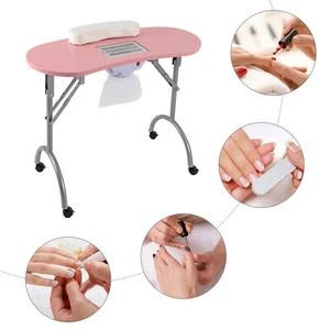 Maniküre Tisch mit Saug, faltbarer Nageltisch, tragbarer Maniküre Tisch Rosa Neu - Bild 1 von 22