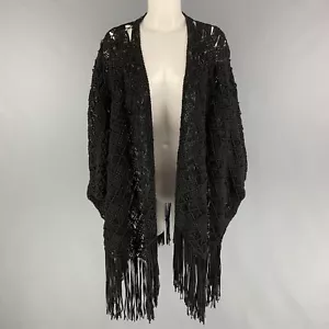 RALPH LAUREN Schwarz Label Größe M/L Viskose Polyester Gestrickt Schleife Cape - Bild 1 von 5