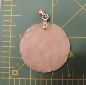Intagliato Bianco Giada Pietra Asiatico Medaglione Design Pendente Argento CB 88 - Foto 1 di 4