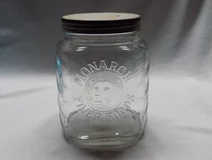 Vintage 1940's Monarch Finer Foods Hoosier Style 1 Gallon Canister - Picture 1 of 3