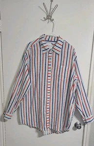 Camisa AB Addison Bay Naples Abotonada XL Rayas Azul Blanco Preppy Seersucker - Imagen 1 de 7