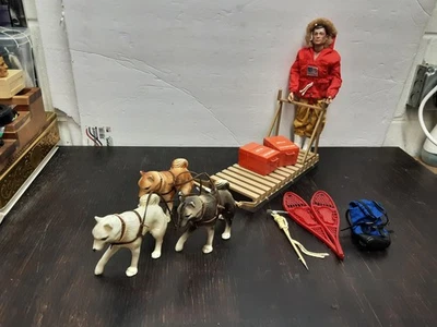 Винтажный 1964 1969 Hasbro GI Joe борьба за выживание фигурка и собаки саней комплект изящный! - Изображение 1 из 4