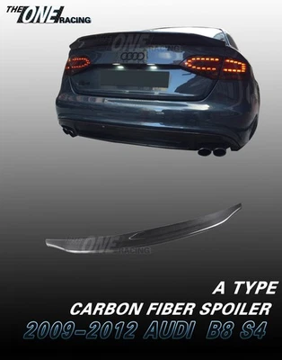 Alerón de fibra de carbono para Audi S4 B8 2009-2012 sedán 4 puertas tipo A Foto 1 de 4