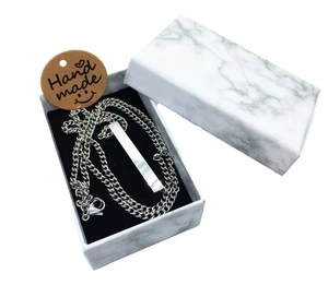 Edelstahl Stab Anhänger Halskette 55 cm Kette silberfarben Unisex Schmuck Geschenk - Bild 1 von 6