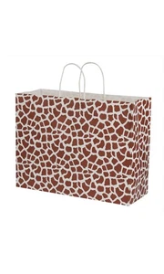 SSWBasics Large - Giraffe Print Paper Shopping Bags - Case of 100 - Picture 1 of 1