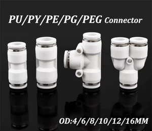 PU/PY/PE Series Tracheal Connector Outer Diameter 4/6/8-16MM For PU/Nylon Hose - Picture 1 of 45