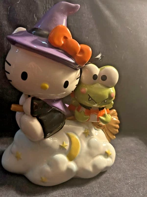 Hello Kitty Witch & Keroppi Frog Halloween Figure Blue Sky Clayworks Broom Cloud - Image 1 of 2