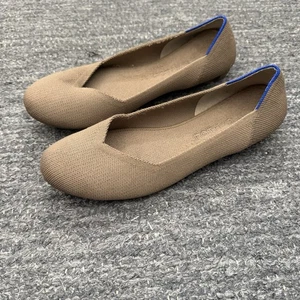 Rothys Ballerinas 9 beige runde Spitze Strick waschbar Arbeit Lehrer Schuhe Ballett Karriere - Bild 1 von 11