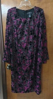 Vestido de Terciopelo Medianoche Talla 16 Formal Boda Iglesia Fiesta Negro Púrpura Brillo  Foto 1 de 4