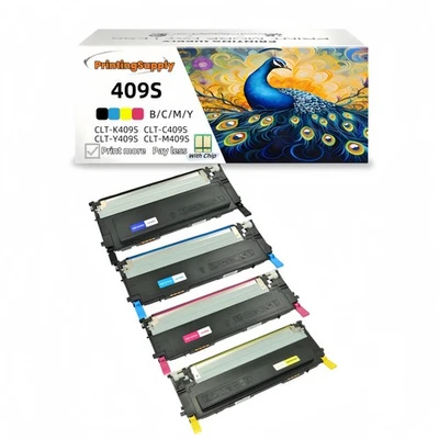 CLT-409S BK/C/Y/M TONER SET For Samsung CLP-310 CLP-315W CLX-3175 CLX-3170n - Image 1 of 3
