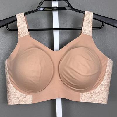 Sutiã Evelyn & Bobbie Beyond XL renda areia sem fio alisamento nude bege acastanhado - Imagem 1 de 4