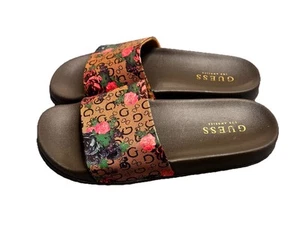 Guess Diapositivas Estampado Floral Niñas Pequeñas Talla 5M Marrón Y Negro - Imagen 1 de 7