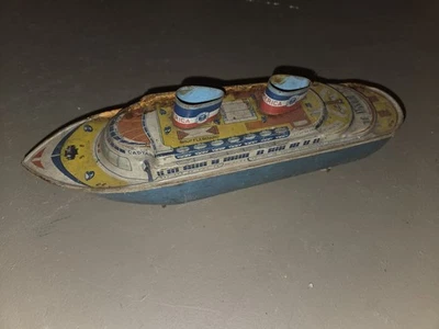 Crucero litográfico de hojalata vintage años 40 WYANDOTTE TOYS 12"  Foto 1 de 2