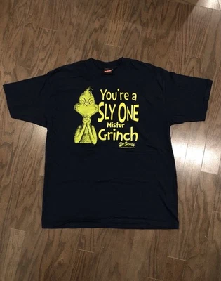 Vintage Y2K Dr. Seuss “You’re A Sly One” The Grinch Graphic T-Shirt Adult XL - Image 1 of 4